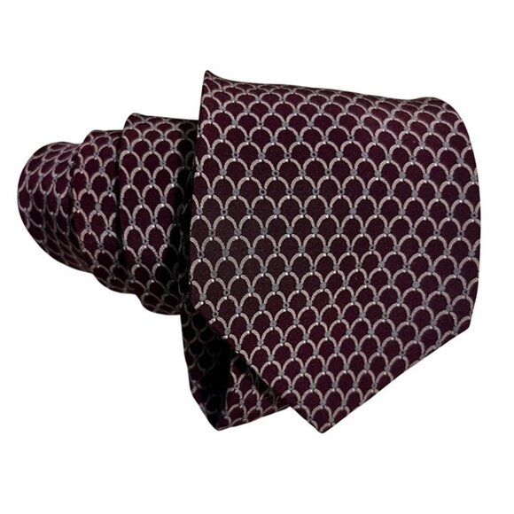 Borsalino men's tie vintage red patterned made in Canada 3.25" wide 56" long - Picture 5 of 6